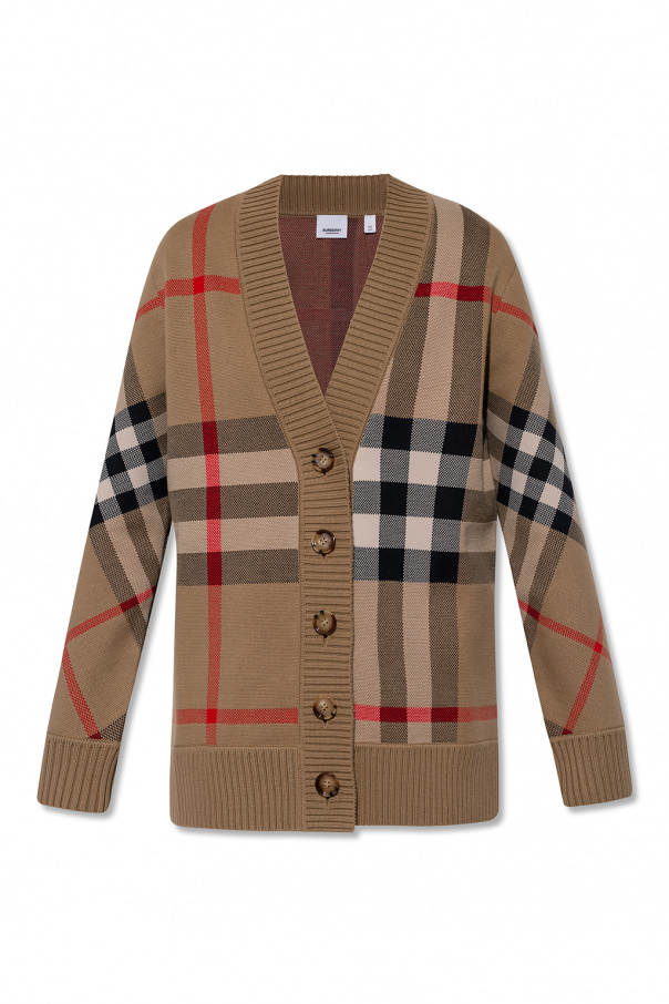 Beige Checked cardigan Burberry burberry camden mackintosh trench coat SchaferandweinerShops Germany